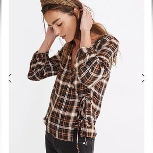 Plaid Gauze Double-Tie Wrap Top Madewell